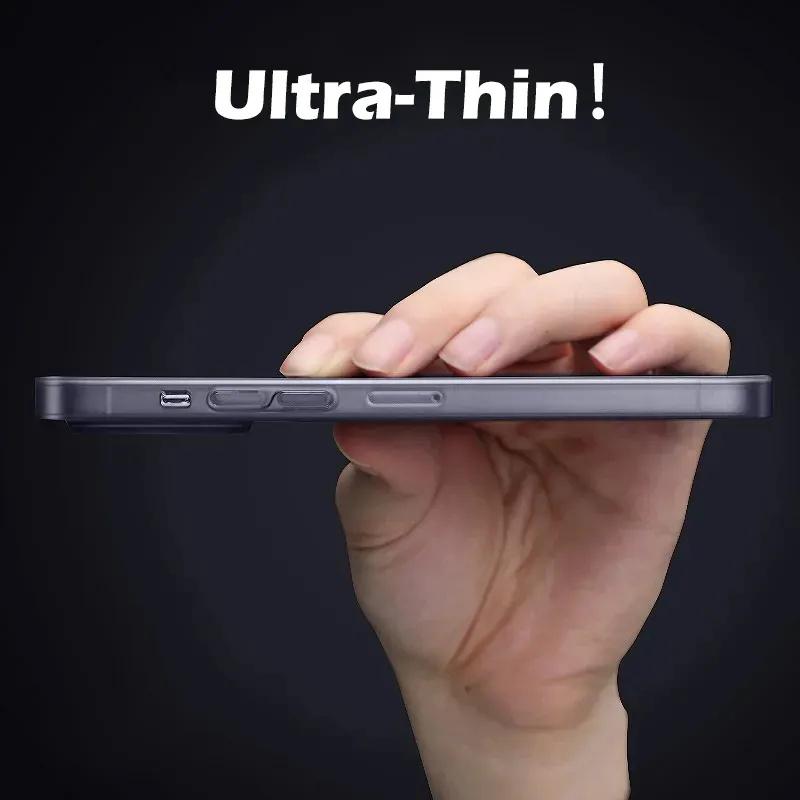 Ультратонкий мягкий полипропиленовый чехол для iPhone 15, 14, 13, 12 Mini 11 Pro X XR XS Max 7 8 Plus SE2, матовый, полупрозрачный, с твердой задней частью, прозрачный тонкий чехол