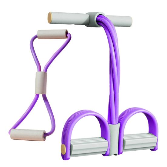 Figure 8 Resistance Band 6-Tube Pedal Puller with Handle Multifunction Elastic Sit-up Rope Men Women Pedal Tensioner Exerciser Workout