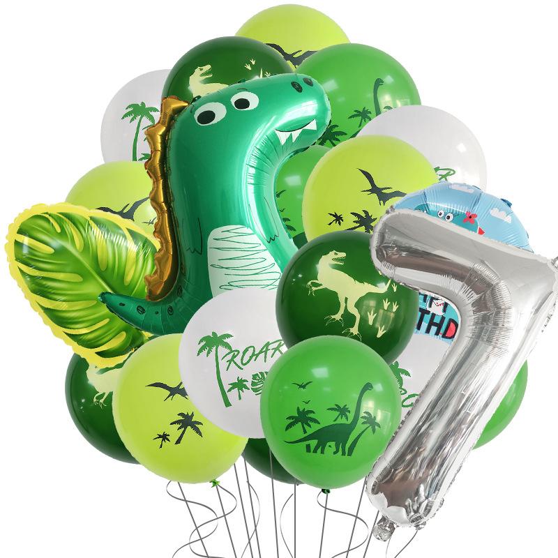Набор для вечеринки в стиле динозавров, алюминиевая пленка, цифровой алюминиевый шар, оформление сцены с зелеными листьями