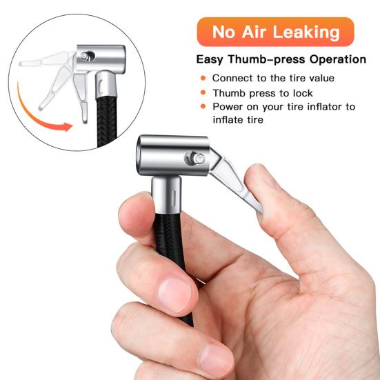 Tire Inflatable Hose Flexible Leak-proof Rubber Car Tyre Air Connection Locking Air Chuck Bike