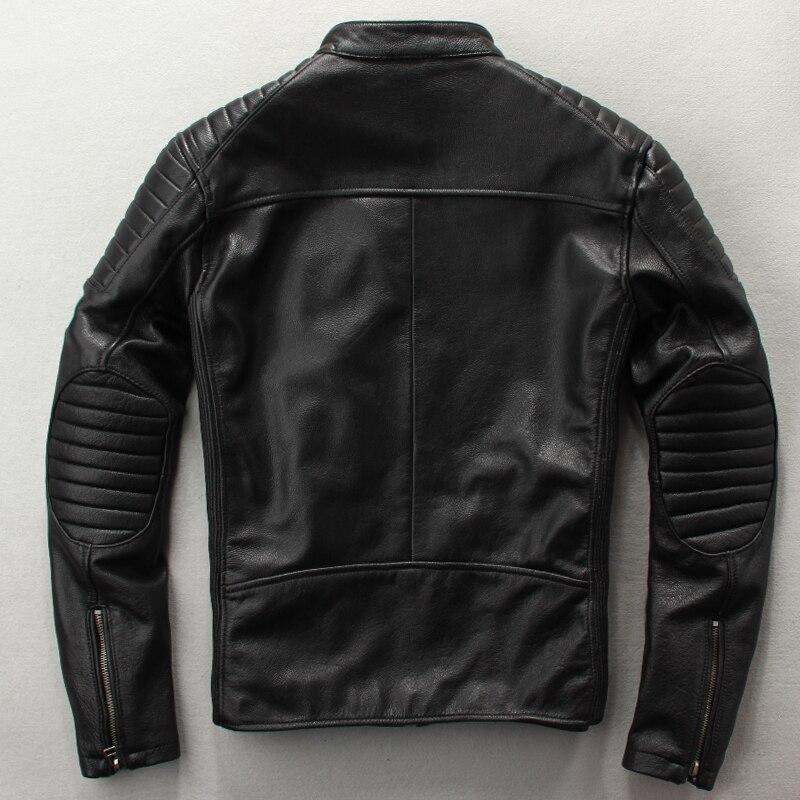 Bomikeronny Мотоциклетные куртки из 100% натуральной телячьей кожи Мужская кожаная куртка Толстая мотокуртка Зимняя куртка с рукавами 62-68 см Байкерское пальто