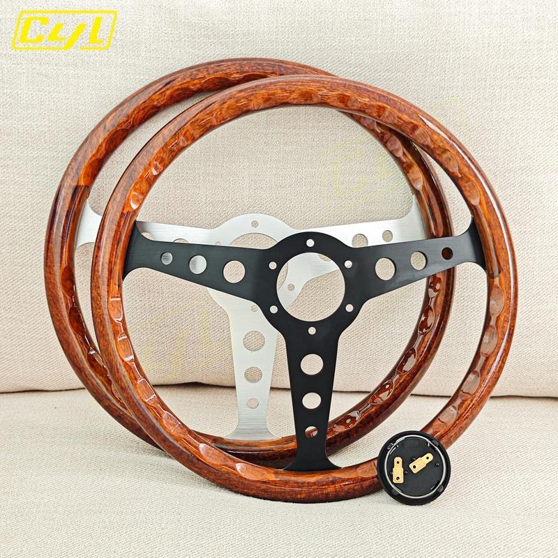 JDM INDY Classic Wood Style Steering Wheel Universal 14inch Racing Sports Drift Steering Wheel
