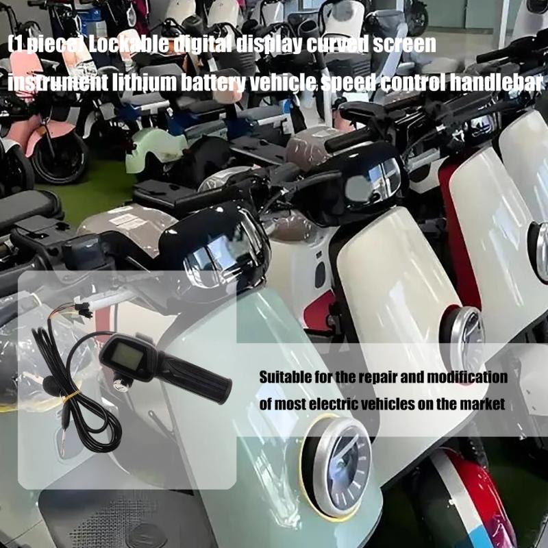 Велосипедная ручка газа с питанием от литиевой батареи, с изогнутым экраном спидометра и механизмом блокировки. Резиновая ручка газа для поездки