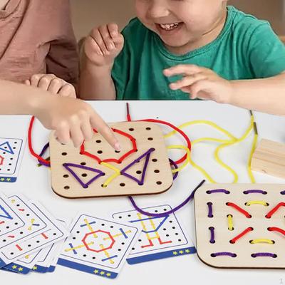Деревянная игрушка-шнуровка, развивающие игрушки для детей 3, 4, 5 лет, открытки для шитья, подарок на день рождения
