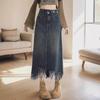Юбка-рыбий хвост из денима средней длины с высокой талией в стиле ретро-американской моды для женщин
