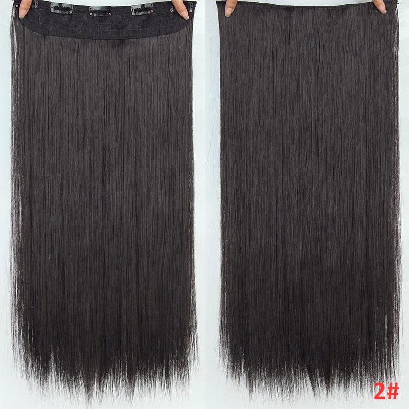 Long Straight Clip In One Piece Synthetic High Temperature Synthetic 5 Clips Hair Pieces