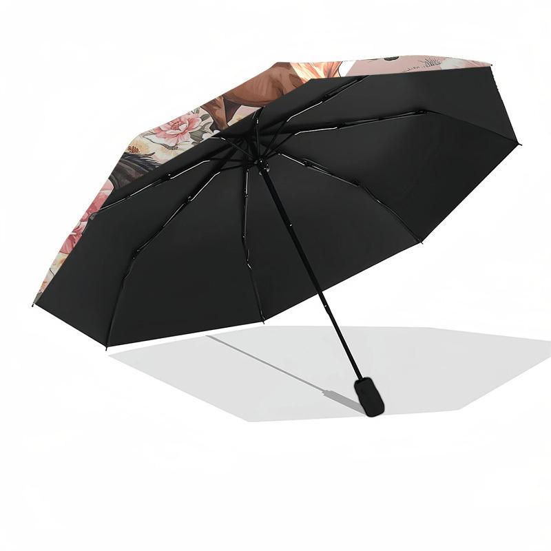 1PC Horses Floral Umbrella-8-Rib Reinforced, Automatic Open, Lightweight & Durable, Fashion Accessory for Outdoor, Beach L0386