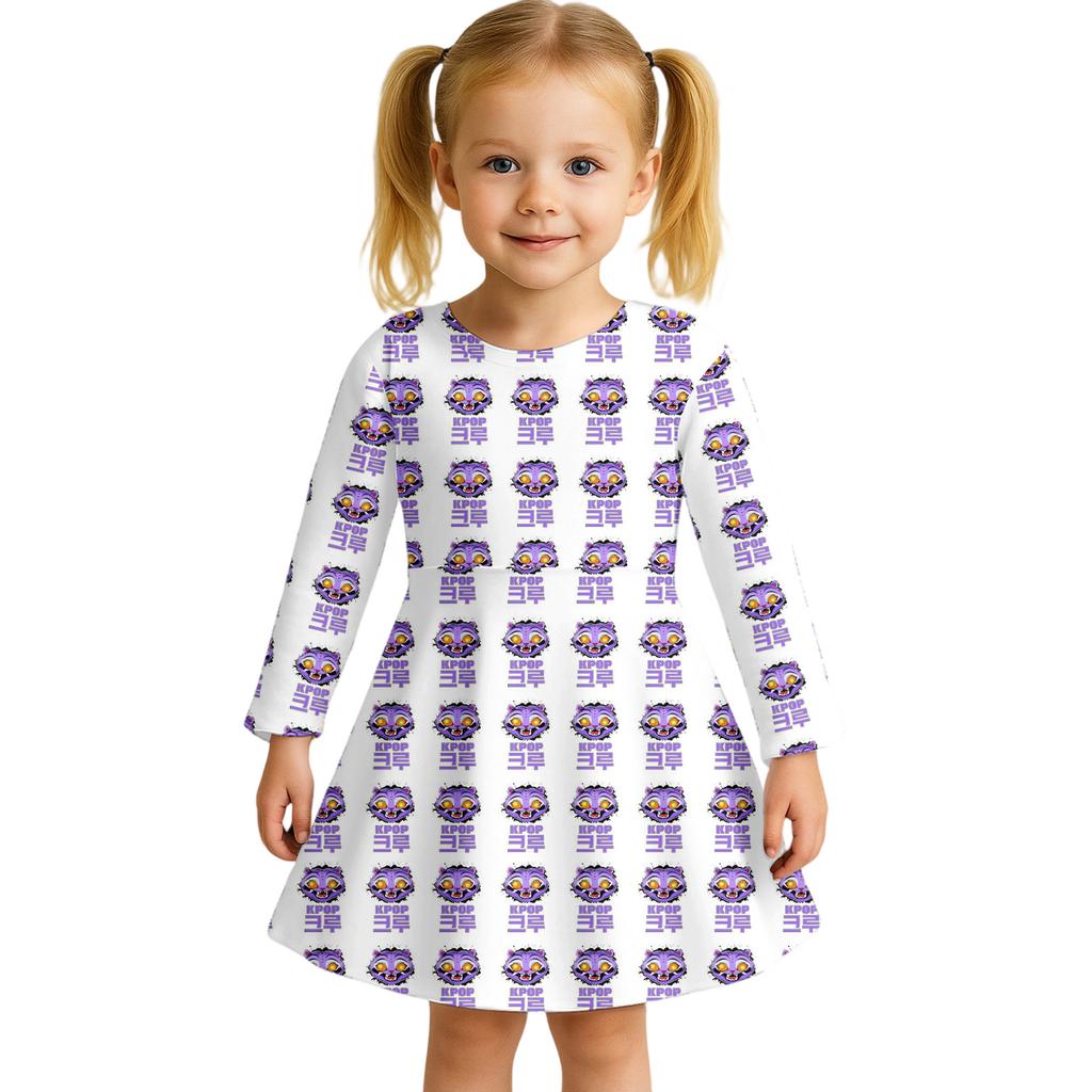 Повседневное платье для девочек, милое платье принцессы с мультяшным принтом и длинными рукавами для танцев, 2-12 лет