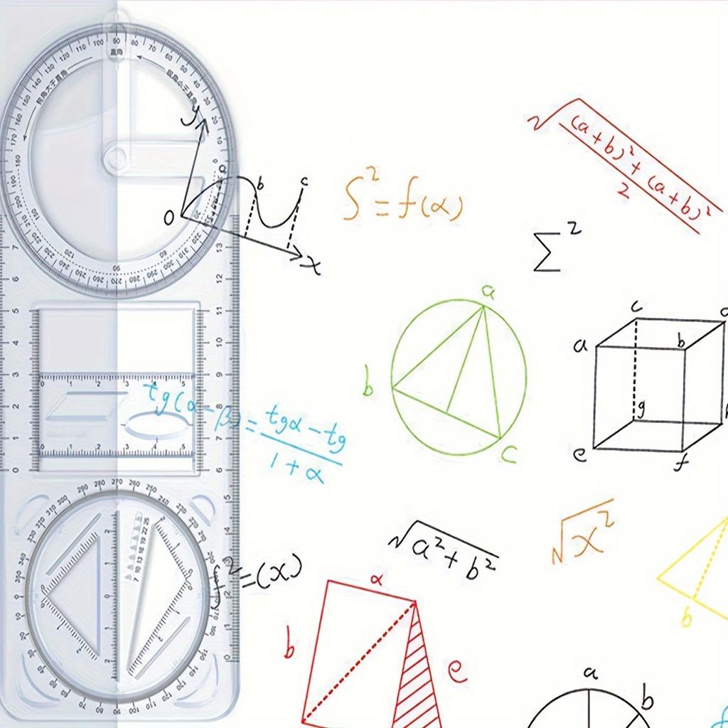 1pc Math Multi-functional Drawing Ruler, Geometric Ruler Function Ruler Triangular Ruler Protractor