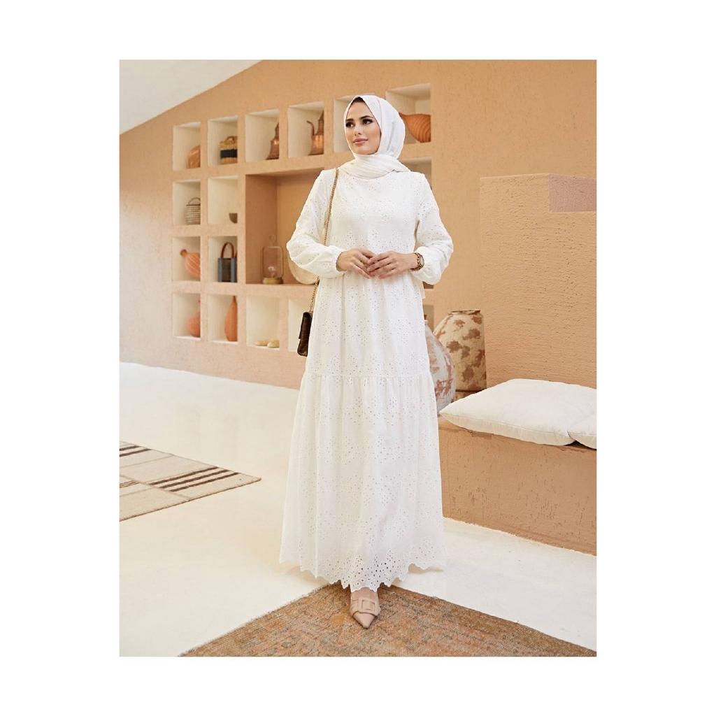 Laced Hijab Dress-white