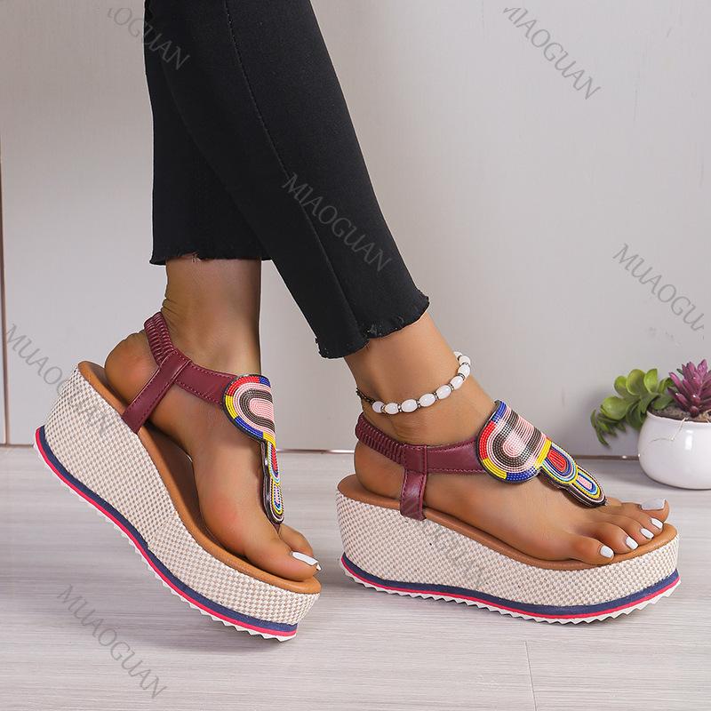 Fashion Women Sandal 2025 New Summer Fashion Shoes for Women Plus Size Open Toe Wedges Flip Flops Sandales Female Platform Roman Sandals
