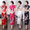 (S-6XL) Peacock Print Women Chinese Long Cheongsam Bridesmaid Short Sleeve Evening Dress