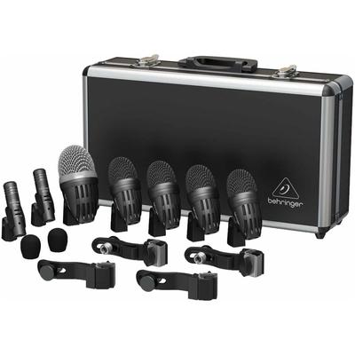 Behringer Набор микрофонов для барабанов, 1 динамический микрофон для баса, 4 динамических микрофона для 2 подвесных тарелок, конденсаторные микрофоны, металлический корпус BC1500
