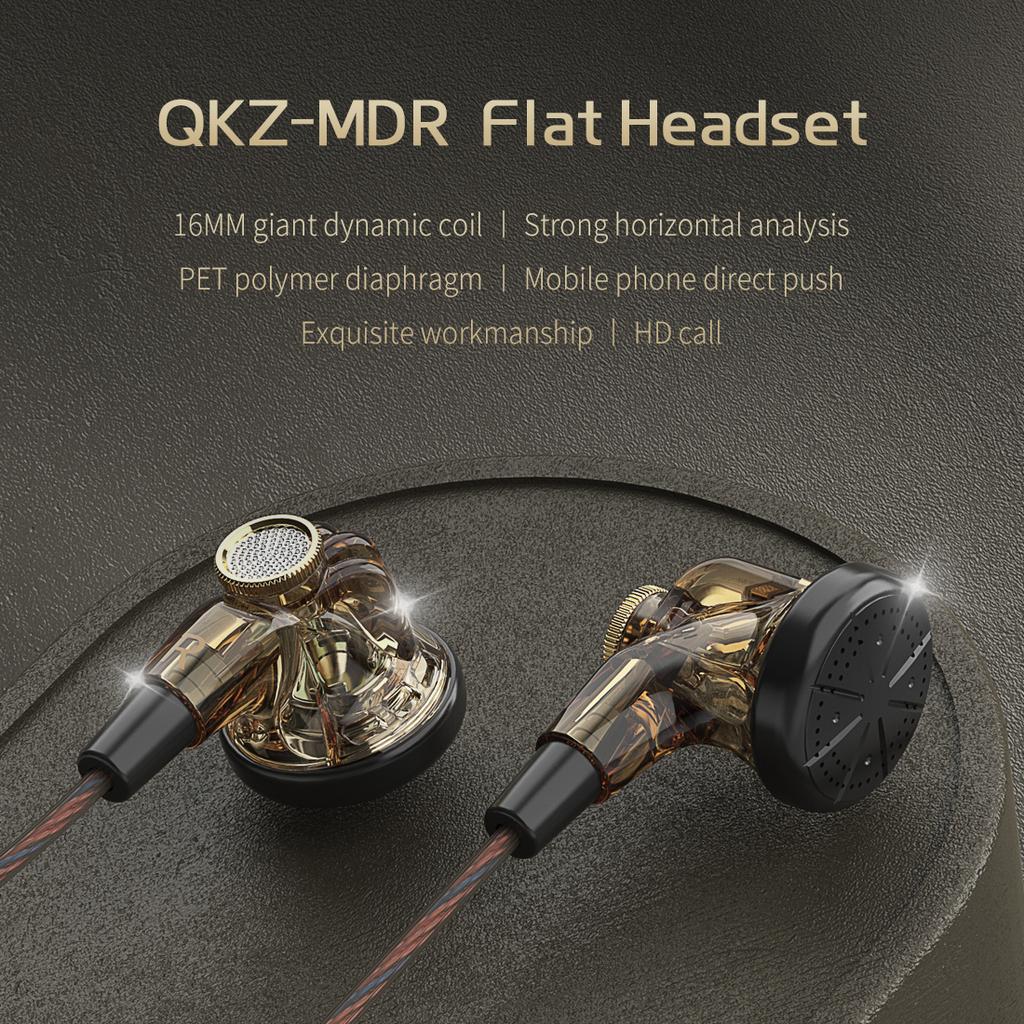 QKZ MDR Flat-Head Headphones 16MM Large Dynamic HIFI Bass Sport Earbuds Music Wired Earphones 3.5MM AUX Headset In Ear With Mic 7