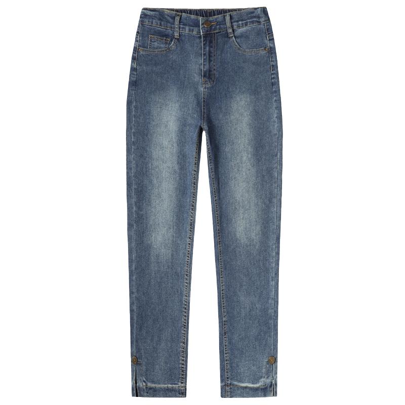 DIMANAF 2025 Летние женские синие джинсы брюки женские эластичные базовые брюки с высокой талией длинные брюки