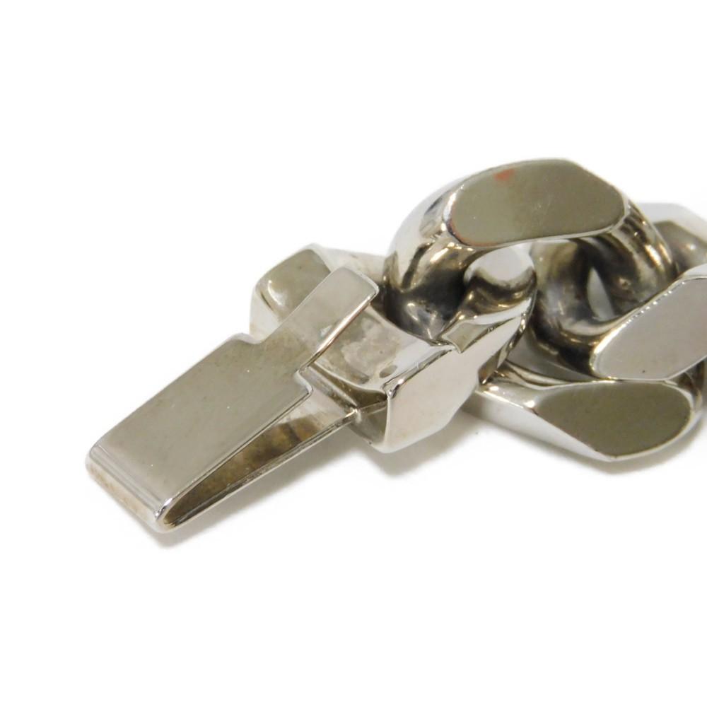 Used 12564 Bracelet Chain Monogram M62486 7986 LV Logo Flower Curb Chain Metal Silver Men's from Japan AUTHENTIC