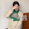 Зеленое Рождество~ Ретро жаккардовый шарф Fair Isle Женский Зимний Новый Теплый Утолщенный Вязаный Шарф