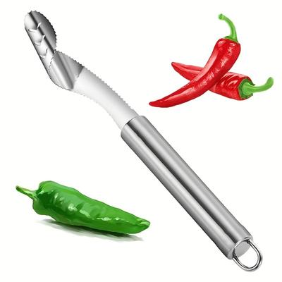 Инструмент из нержавеющей стали 2-в-1 для удаления сердцевины перца халапеньо с зазубренными краями, приспособление для удаления сердцевины семян перца, кухонные гаджеты, устройство для удаления сердцевины перца