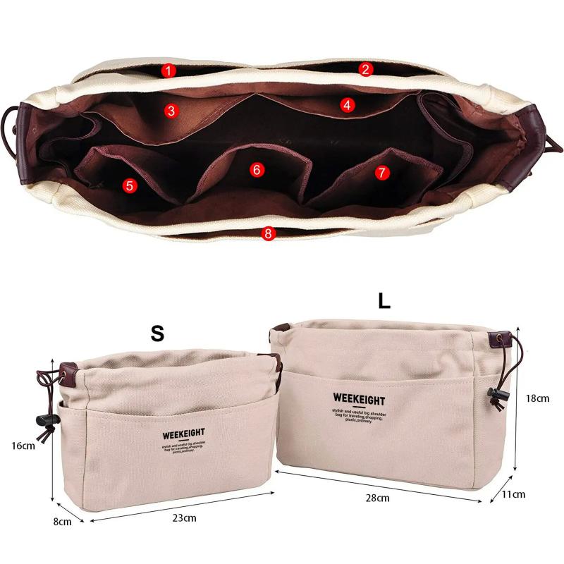 Drawstring Canvas Storage Organizers Multi-Pockets Liner Bag Lightweight Portable Travel Storage Bag