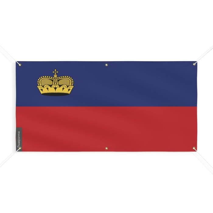 Bannière Drapeau Du Liechtenstein 6 Oeillets 180x360cm En Polyester