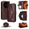 For Oukitel C59 Pro Leather Case Magnetic Closure Wallet Stand Phone Cover with Crossbody Strap