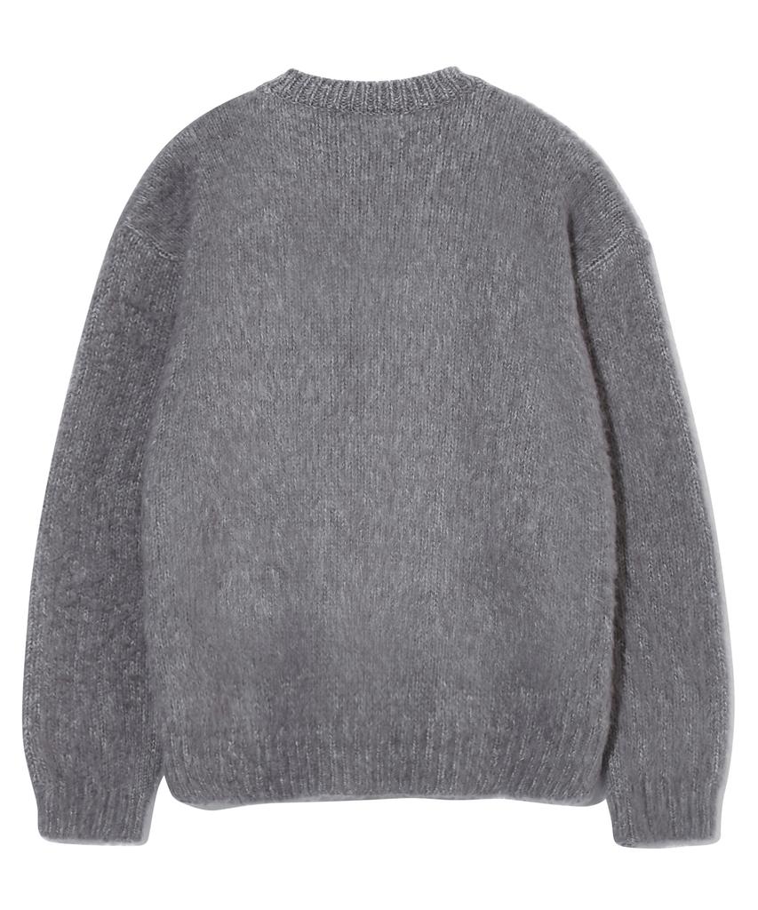 BASEMOMENT Bulky Brush Crew Neck Knit Light Gray