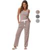 Women’s Sport Suits Striped Strap Shirt and Long Pants Casual Suits Comfy Home Clothes Tracksuits