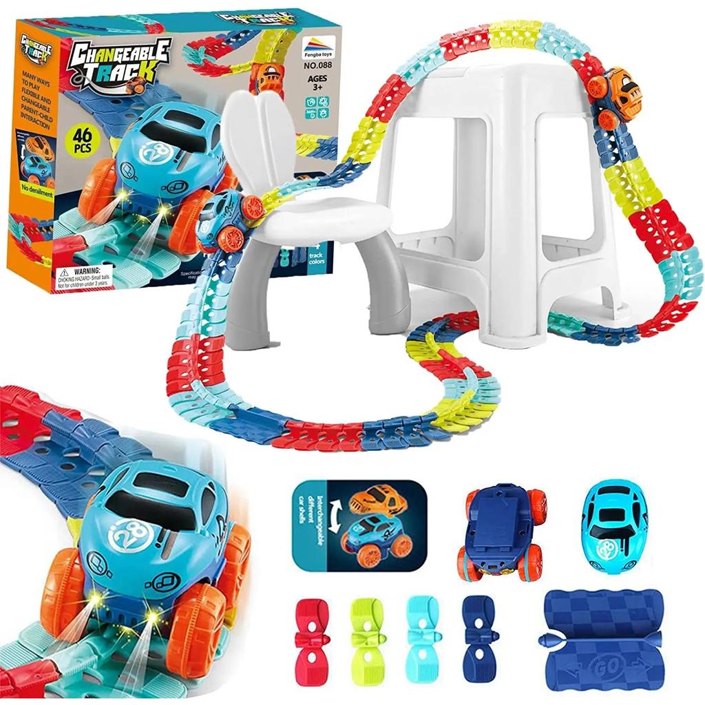 Новый набор для гоночных трасс Zero Gravity Car, гоночные трассы для детей со светодиодной подсветкой, гибкие волшебные гоночные трассы, игрушки, подарки