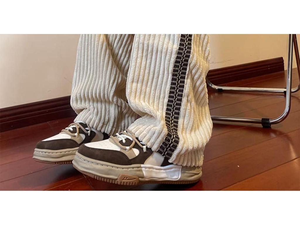 Винтажные вельветовые брюки широкого покроя из синели для мужчин