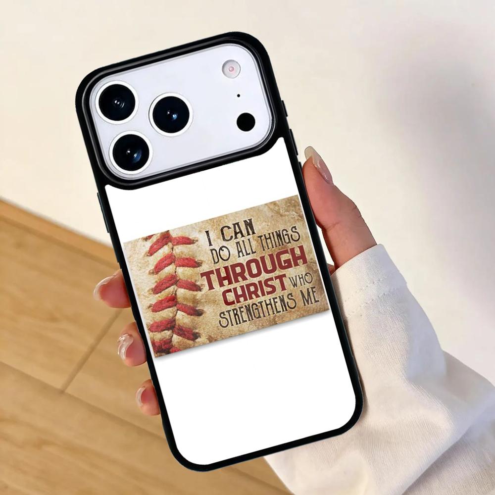 Softball baseball Christian Quote Phone Case For Apple iPhone 17 air 16 Pro Max 15 Pro Max 14 13 12 11 Mini Back Cover