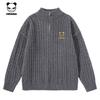 Hello Hipanda, Panda Retro Twisted Flower Half Zipper Stand up Collar Knitwear Sweater