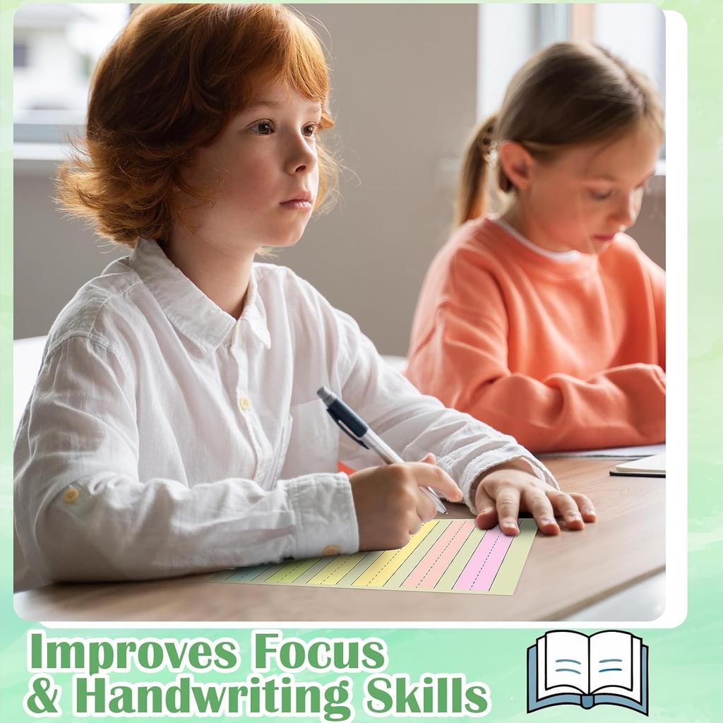 Handwriting Paper Kindergarten Wide Ruled 1-1/8” Raised Lined Paper Primary Writing Pad 8.5 x 11 Inch Colored Spacing Papers Tactile for Kids