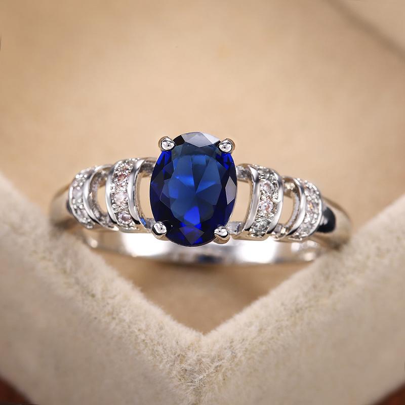 Новые классические 4 когтя, дизайн, овальный камень, обручальное кольцо, ювелирные изделия, белый/синий/красный, 3 цвета камня, доступны великолепные женские кольца