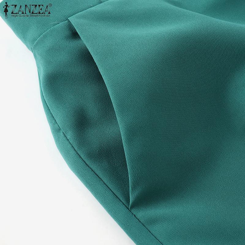 ZANZEA Женские топы и шорты с принтом, повседневные комплекты из двух предметов