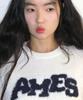 AMES-WORLDWIDE Hairy Logo Short Sleeve Knit Ivory