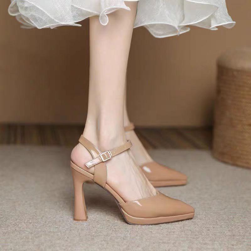 Мода 2025 Новые туфли на высоком каблуке с платформой «нюд» Женские кроссовки с острым носком Летний тренд Элегантное платье Массивные туфли-лодочки