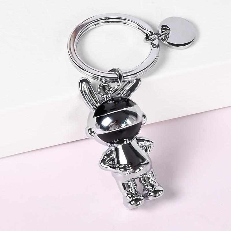 Light luxury woven rope car keychain, astronaut bunny jewelry key chain, cute pendant pendant for men and women