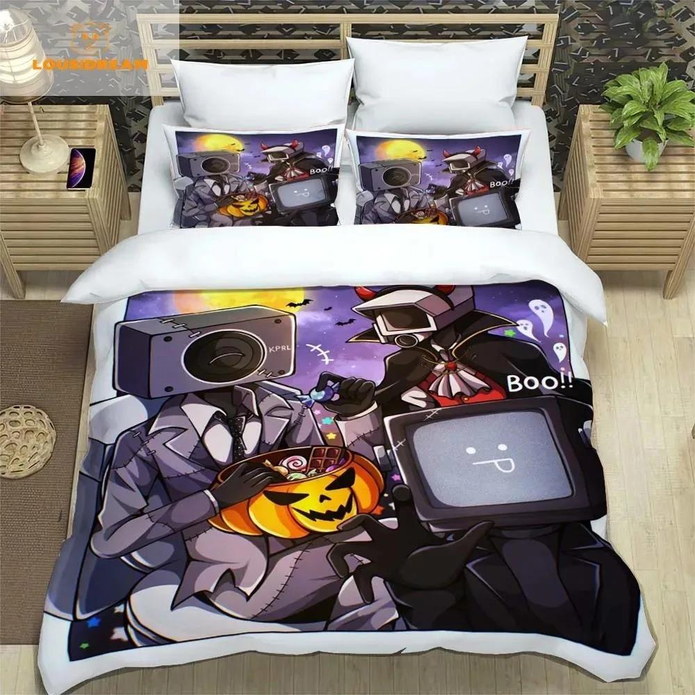 Skibidi Toilet Funny Kprl Speaker Cartoon Duvet Case Pillowcase Beddding Set Twin Full King for Boys Adults Bedroom