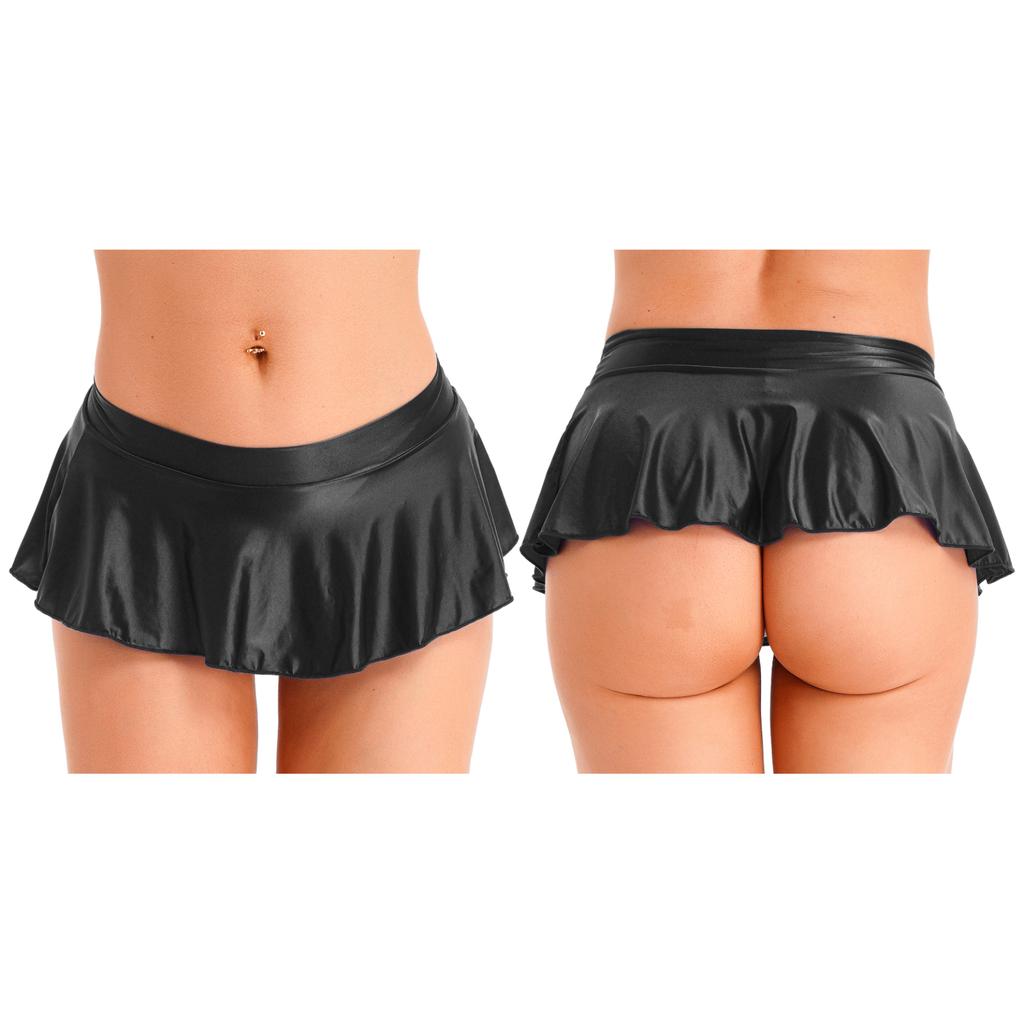 Women Elastic Low Waist Tight Pleated Skirts Night Club Wear Elastic Short Mini Skirt
