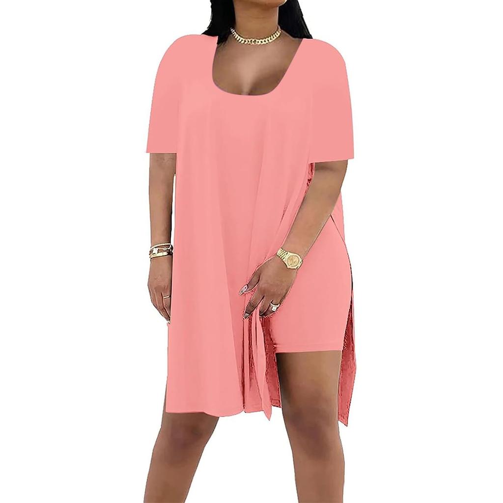 Fashion Ladies Summer Solid Color Loose Short-sleeved Pants Two-piece Suit