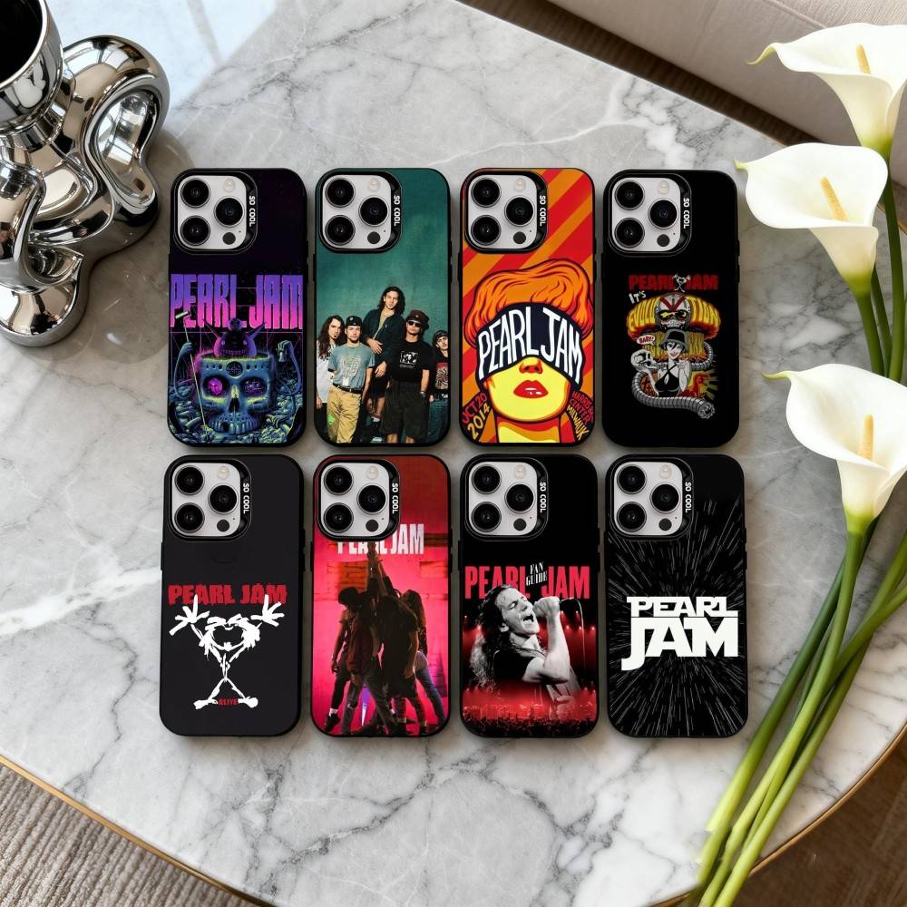 Grungy P-Pearl Jam Bnd Phone Case For iPhone17,16,15,14,13,12,11 Plus,Pro Max Candy Silver Plated Inside Cover