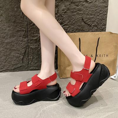 Модные женские сандалии на липучках, роскошные женские сандалии на высокой платформе, повседневные пляжные шлепанцы, летние каблуки 8 см, толстая подошва, сандалии