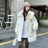 Square buckle down jacket women's medium length 2024 winter new hooded thickened loose white duck down warm jacket tide
