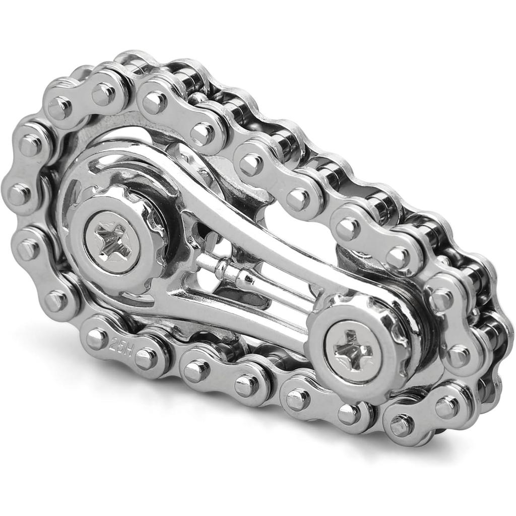Bike Chain Gear Fidget Spinner for Stress Relief, Metal Sprocket Chain Fidget Toy, Kinetic Desk Novelty Hand Finger Spinner for Anti-Anxiety, Cool Toy