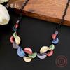 New Colorful Irregular Moon Petal Necklace, Colorful Painting Oil Fashionable Crescent Flower Women's Neck Chain