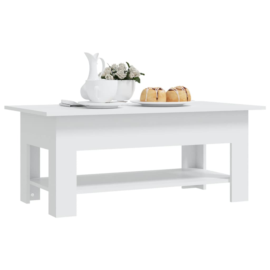 Vidaxl Stolik Kawowy, Biały, 102X55X42 Cm, Materiał Drewnopochodny