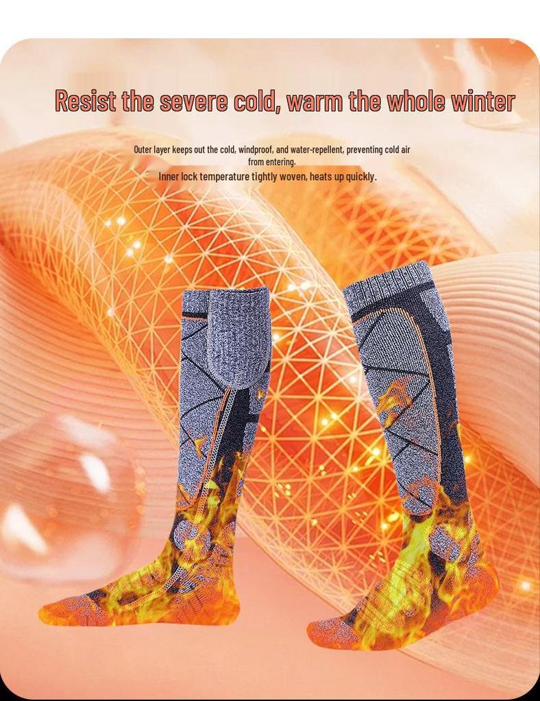 Зимние носки с подогревом, перезаряжаемые через USB, для катания на лыжах и активного отдыха