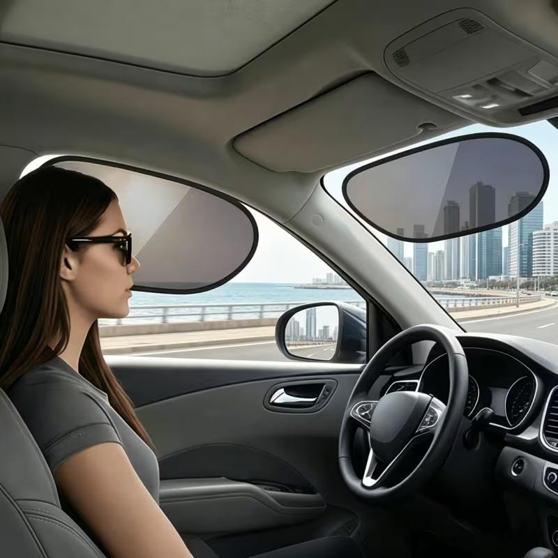 2pcs Anti-Glare Car Sunshade Effective UV Protection Clear Vision Sunlight Block for Safe Driving