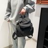 Pleated Drawstring Backpack Flap Sports Shoulders Bag Fashion Nylon Backpack  Travel