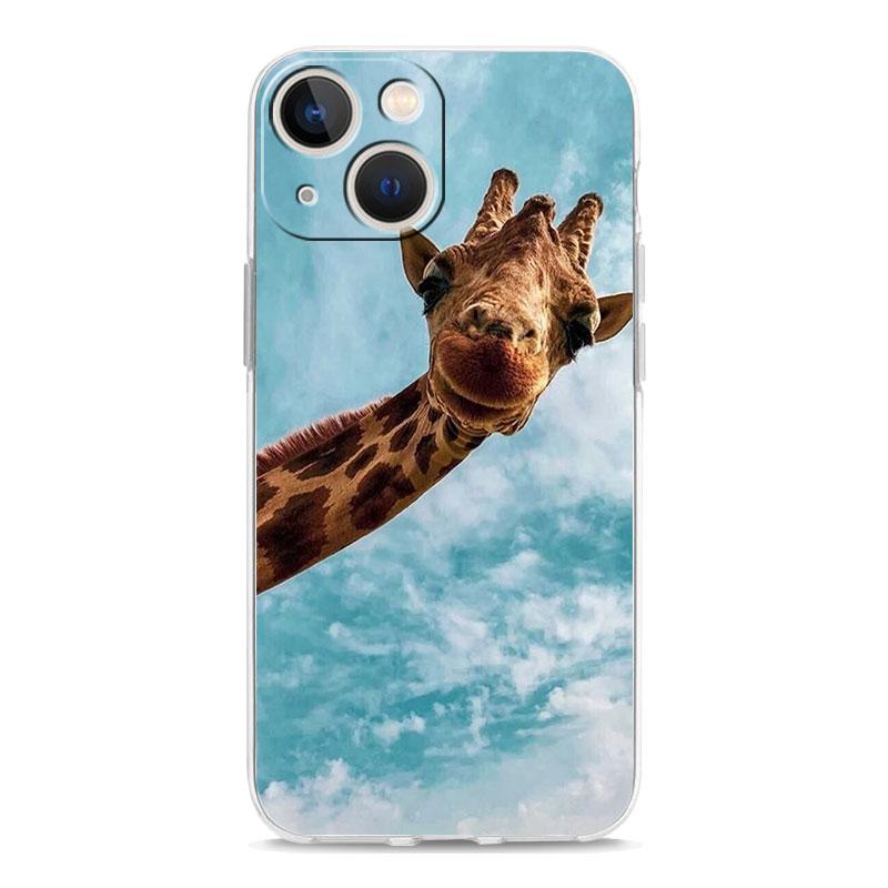 Иллюстрация жирафа Чехол для телефона Для iPhone 11 Чехлы iPhone 15 12 13 14 16 Pro Max X XR XS 14 15 Plus 16Pro iPhone16 Прозрачный чехол